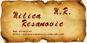 Milica Resanović vizit kartica